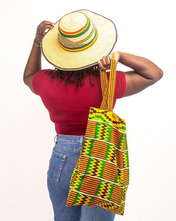 KELI African Print Textile Foldable Shopper Bag