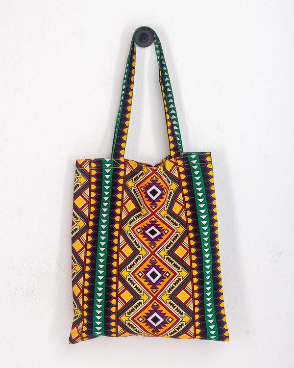 KELI African Print Textile Foldable Shopper Bag